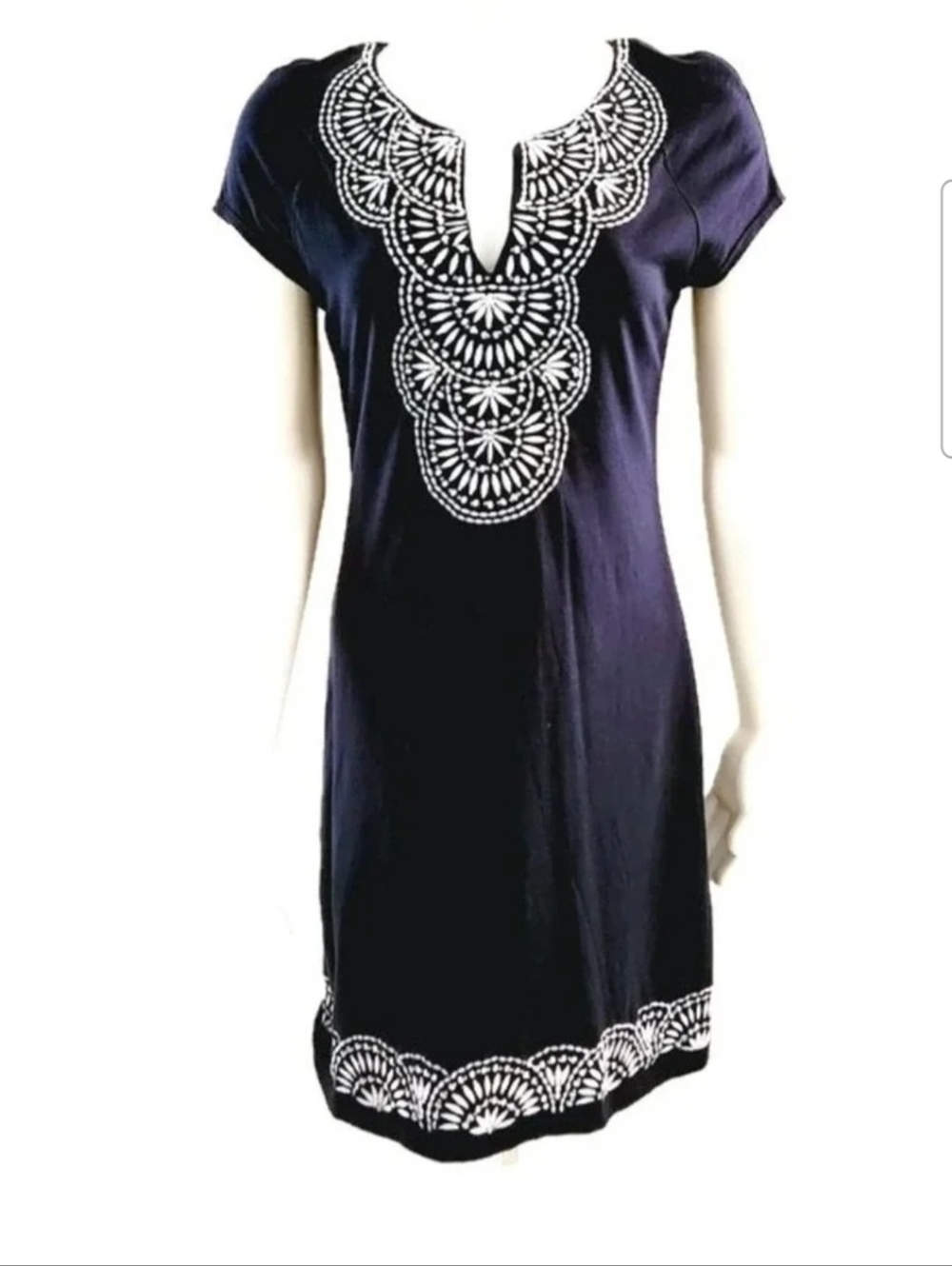 Women's Navy-Blue Embroidered Accent Dress by INC International Concepts. 
